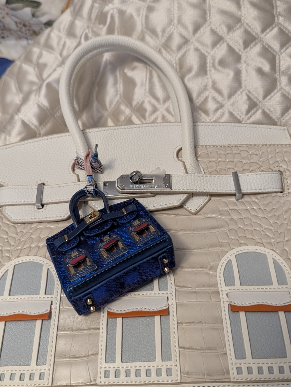 Navy Blue Mini Bag Charm